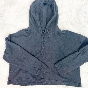 WSLY CHARCOAL GRAY FULL ZIP HOODIE CROP SWEATSHIRT WOMENS SZ XL
